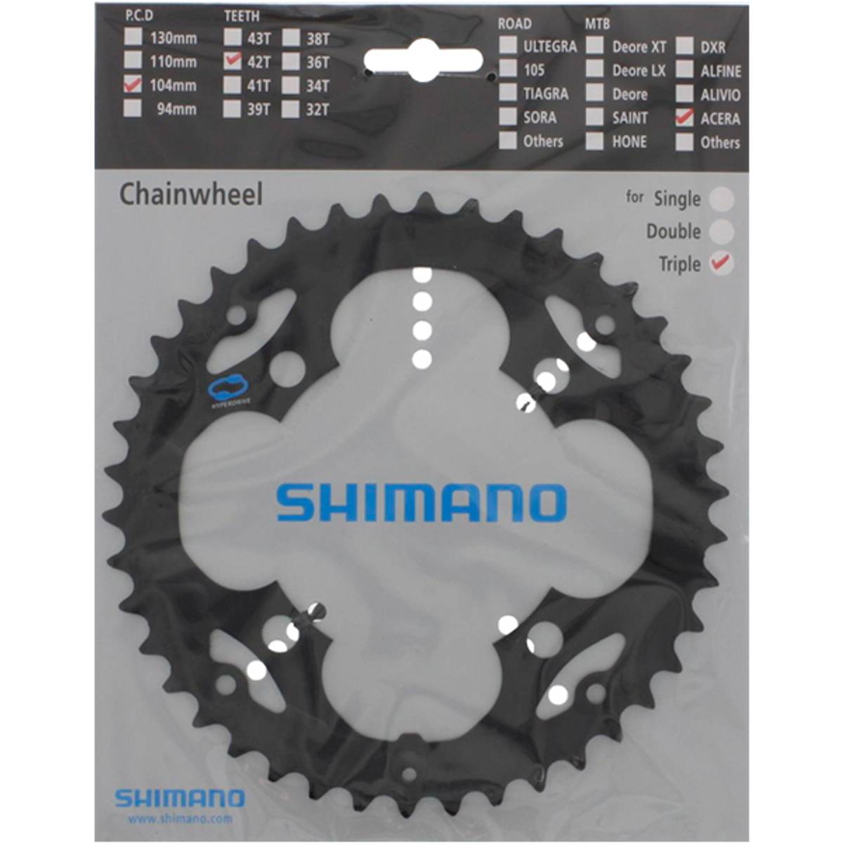 Shimano 42T FC-M341 104mm, svart, 7/8-delt Drev